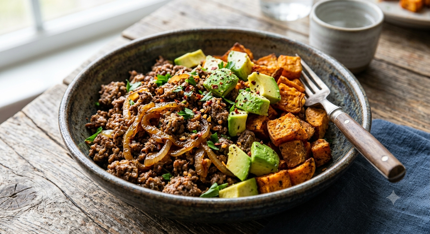 Ground Beef & Sweet Potatoes
